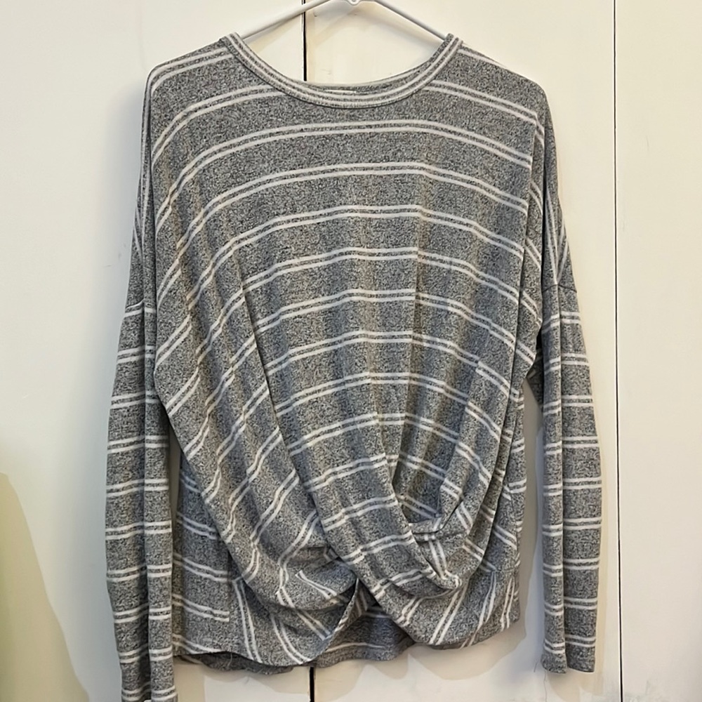 Grey / white striped top